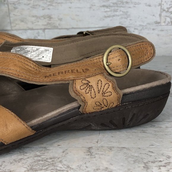 Merrell Basson Slingback Tan Leather Strappy Sandals Womens‎ Size 10 / J46246 - Picture 2 of 11